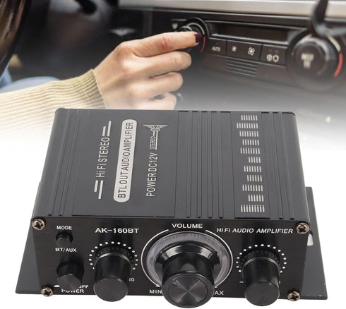 Power Amplifier, AK-160BT Bluetooth 5.0 Stereo Audio, 2 Channel Amplifier Receiver 20W x 2, 12V Mini Home Power Amplifier Universal for Car Home B...