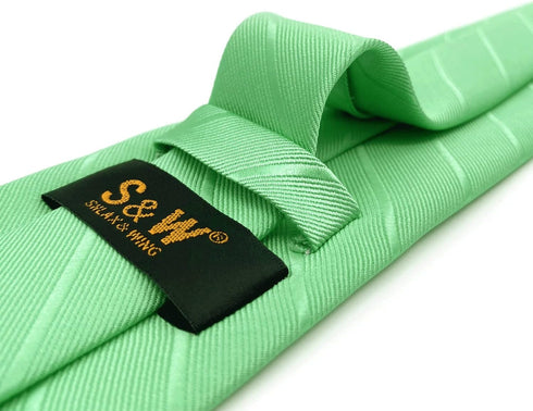 S&W SHLAX&WING Mens Necktie Set Solid Color Mint Green Ties and Pocket Square Sets Skinny Slim...