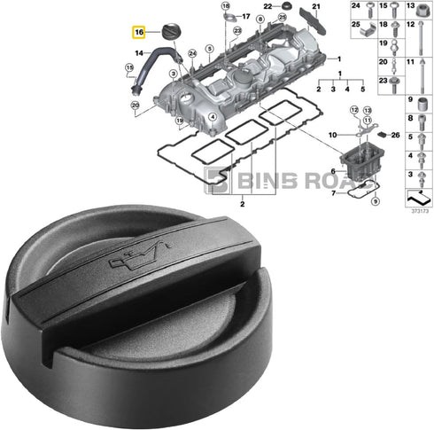 Engine Oil Filler Cap Cover 11128655331 Compatible with BMW 1 3 5 7 Series X1 X3 X5 X6 Z4 N20 N54 N55 E46 E60 E63 E65 E84 E88 E90 E92 F01 F10 F25...