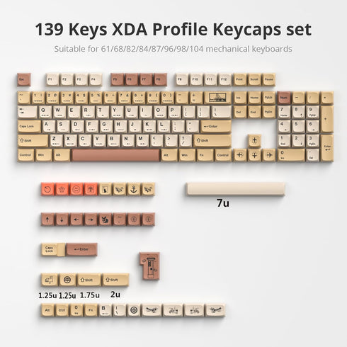 surmen 139 XDA Profile PBT Keycaps 75 Percent, Custom keycaps Dye Sublimation with ISO Keys for 61/68/82/87/108 Mechanical Keyboard (Stamp)...