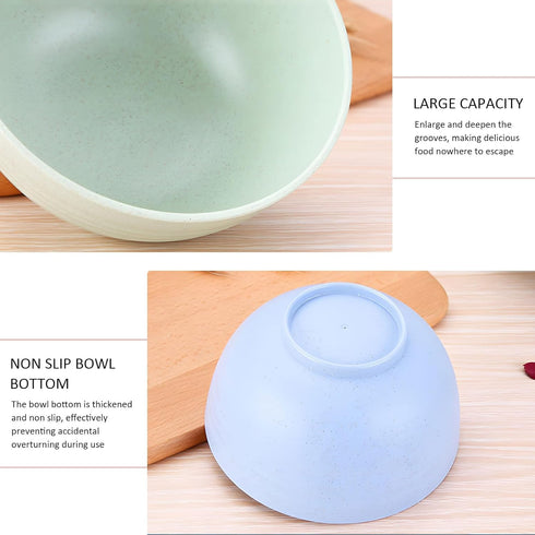 Unbreakable Cereal Bowls,Reusable Wheat Straw Bowl,Dishwasher and Microwave Safe- BPA Free,4 Colors Cereal Reusable Dinner Bowls 4 Set, (Classic B...