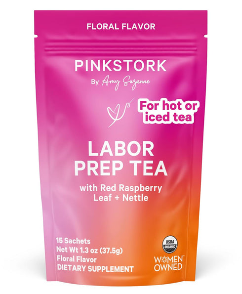 Pink Stork Organic Labor Prep Tea - Red Raspberry Leaf with Chamomile and Rosehip, Pregnancy Must Haves, Postpartum Essentials, Third Trimester - ...