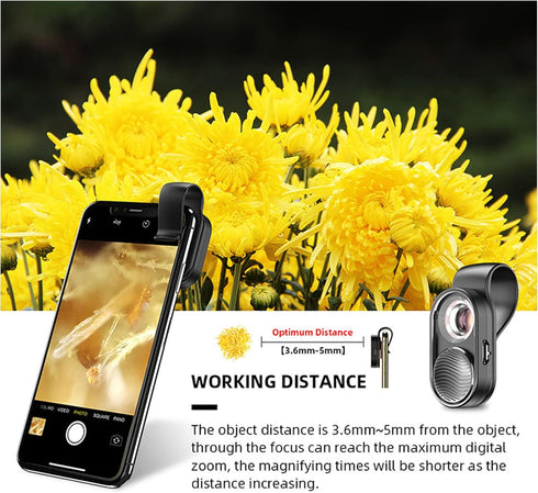 100x Phone Mini Pocket Microscope, Smartphone Microscope with LED Light, Lens Protective Cover, Universal Microscope Attachment for Android OS Pho...