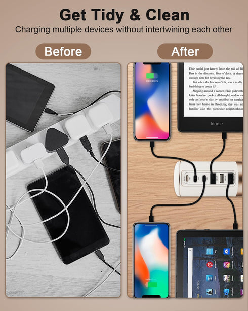 60W USB-C Charging Station for Multiple Devices, Universal 20W USB-C & 18W USB Charging Hub, Smart IC Identification Technology Charging Tower for...