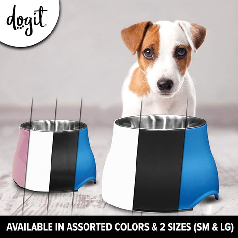 Dogit Elevated Dog Bowl, Stainless Steel Dog Food and Water Bowl for Small Dogs, Pink, 73742...