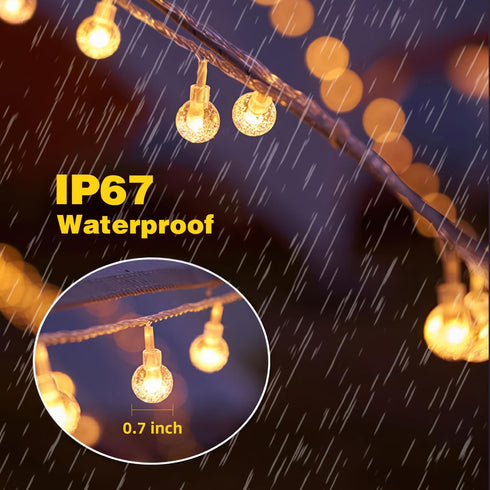 Globe String Lights, Crystal Globe Fairy String Lights Battery Operated with 33 Foot 80LED, Remote, IP67 Waterproof Indoor Outdoor Hanging Decorat...
