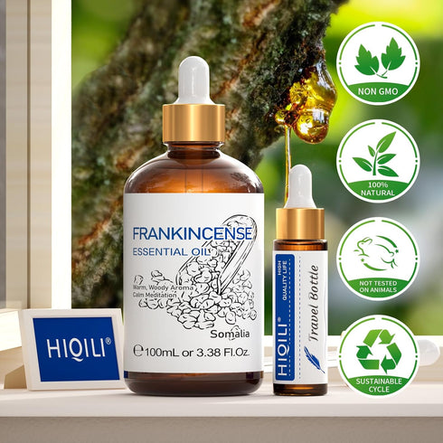 HIQILI 100ML Frankincense Essential Oil, for Massage, Pain Relief, 100% Pure and Natural 3.38 Fl Oz...