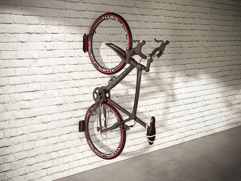 Monoprice On-Wall Rotating Vertical Bike Rack with Wall Mounted Rear Tire Stop Tray, 66 lbs Capacity, Bike Storage, Bike Hangers, for Road, Hybrid...