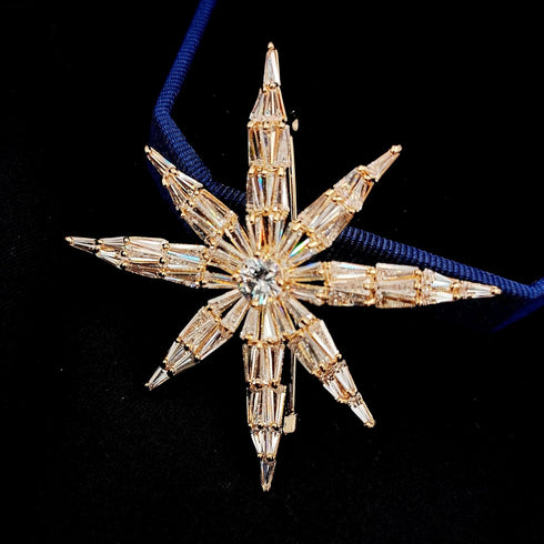 Stunning Vintage Opens Micro Pave & Oval Shaped CZ Stone 8-Pointed Burst Star Brooches Pins for Women...