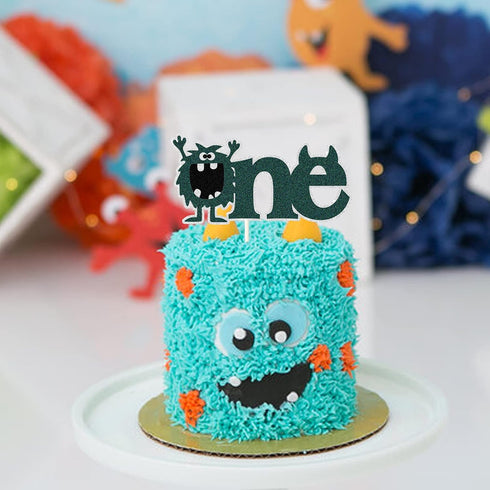 One Cake Topper Green Monster Handmade 1st Birthday Cake Decor One Wedding Anniversary Baby First Month Party Decoration Suppliers...