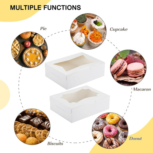 TOMNK 50pcs Cookie Boxes with Window, 8x6x2.5 Inches 2 Style Window Bakery Boxes for Treats, Chocolate Covered Strawberries, Muffins, Donuts...