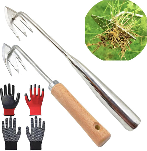 Gardening Weeding Pulling Tool,2pcs New Weeding Artifact Uprooting Weeding Tool,Stainless Steel Garden Weed Puller Tool,Garden Weeder Tool with Gl...