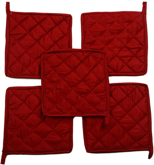 Pot Holders 100% Cotton (Pack of 10) Pot Holder 8" x 8" Square, Solid Red Color Everyday Quality Kitchen Cooking, Heat Resistance!!...