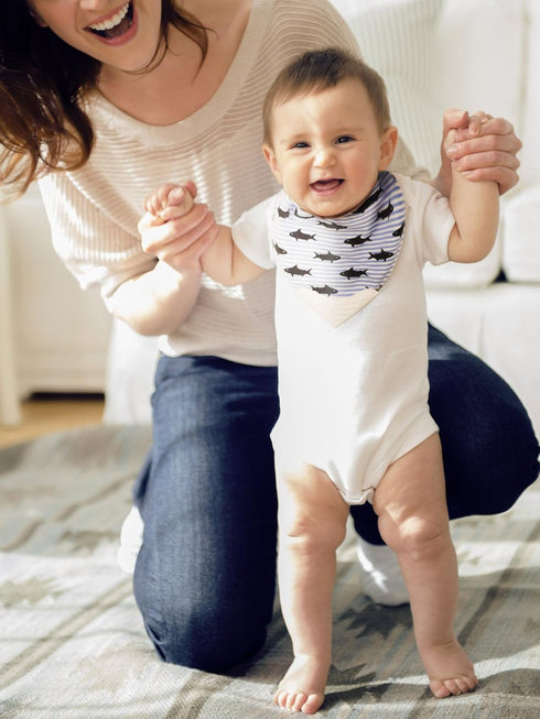 Giftty Baby Teething Bibs, Bandana Bibs with Teether, Teething Toy, BPA-Free Silicone Teether Cotton Drool Bib with Adjustable Snap for Baby Boys ...
