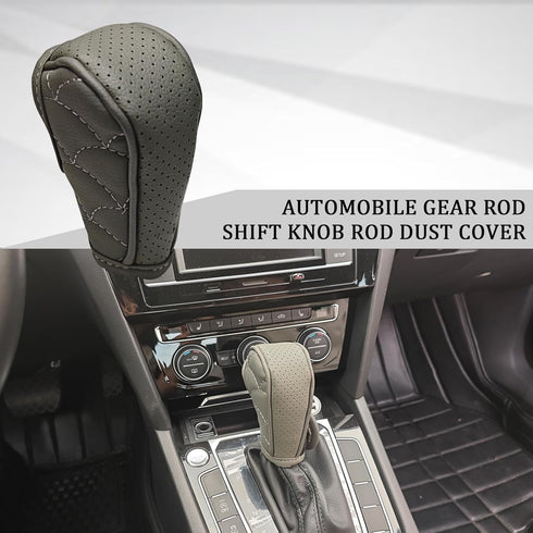 Gear Shift Knob Cover PU Leather Car Stick Shift Knob Cover, Manual/Automatic Automotive Gear Handle Shifter Knob Rod Dust Cover Waterproof and Br...