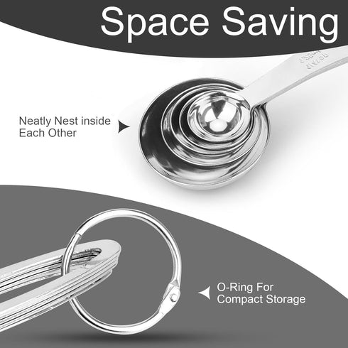 5pcs Measuring Spoon Set, Heavy Duty Stainless Steel Measuring Spoons for Cooking Baking, Tablespoon Teaspoon for Dry or Liquid Ingredients, Fits ...