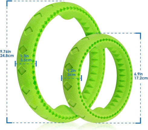Dog Chewing Ring - Soft Rubber Ring Dental Chewing Teething Biting Chasing Training Toy for Small and Medium Dog Puppy - 10", Green...