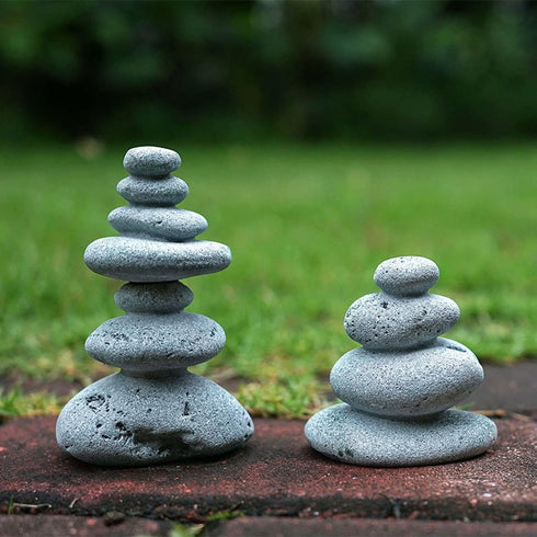 OwMell Balanced Stones Cairn Statue Garden Decor, Stacked Zen Rock Stone Decor, Small Fish Tank Decoration, Micro Landscape Decor 3.7"...