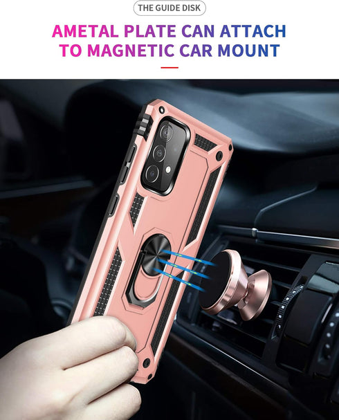 Military Grade Drop Impact for Samsung Galaxy A52 5G Case 360 Metal Rotating Ring Kickstand Holder Armor Heavy Duty Shockproof Case for Galaxy A52...