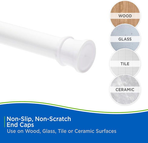 Kenney KN609C/10 Twist & Fit No Tools Camlock Tension Easy Install Shower Curtain Rod with Non-Slip, Non-Scratch Ends, 42-72" Adjustable Length, W...