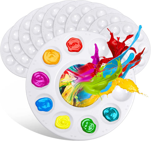 Acrylic Paint Palette Trays 10Pcs Plastic Pallets for Kid, Adult, Student Oil Watercolor Craft DIY Art Painting...
