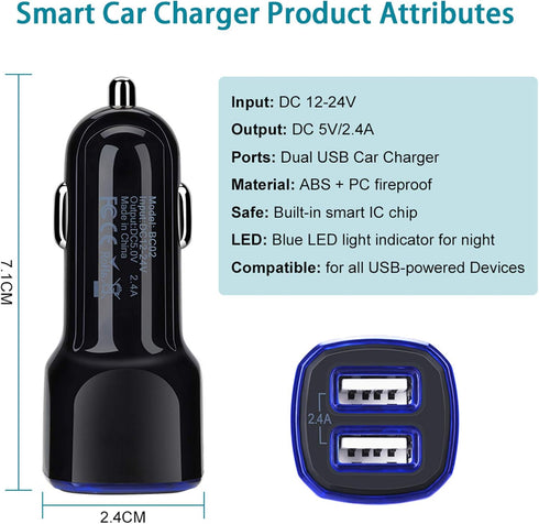 Car Charger Android for Samsung Galaxy J7 Crown/Prime/Pro/Sky Pro/Refine/Neo/Luna/Eclipse,J7 V 2nd/Perx/Star,J6 Plus J5 J4 J3 S7 Edge S6 S5 S4 S3 ...