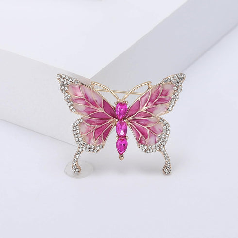 Pink Butterfly Brooches and Pins Crystal Butterfly Insect Safty Pin Dress Coat Suit Decor...