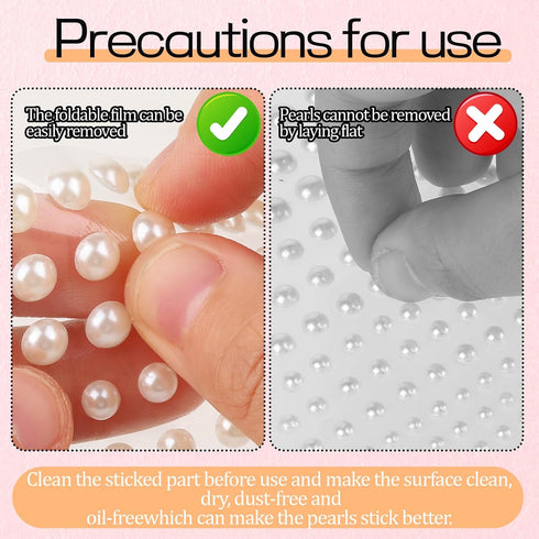 1980 PCS Pearl Stickers, 4 Size Pearl Embellishments for Crafts, Pearl Hair Accessories, Gem Jewels Decor Rhinestone Stickers for Craft, Body, Eye...