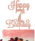 Happy 7th Birthday Cake Topper, Cheers to 7 Years, Hello 7, 7th Birthday Anniversary Party Decorations Rose Gold Glitter....