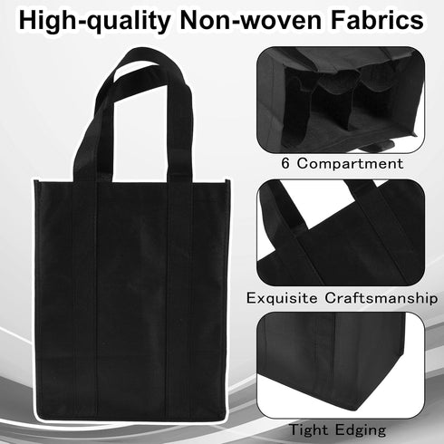 Bottle Bag, Bottle Carrier Bag with 6 Compartments Dividers for Bottles, Reusable Wine Bottle Holder Bag with carry handle for Picnic, Travel, Sho...