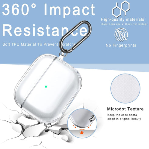 12in1 Clear Case for AirPods 3 Case Cover Accessories Set Kit with Cleaning Pen 2021, Non-Yellowing Shock Absorption TPU Protective Case for AirPo...