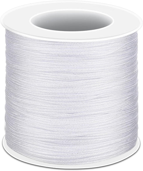 Anezus White Nylon String for Bracelets, 0.8mm Nylon Thread Braided Nylon Cord Wind Chime Outdoor Twine String for Beading, Necklaces, Blinds, DIY...