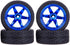 4PCS 1:10 RC Tires and Plastic Wheels Rims for 1/10 Scale On Road Touring Racing Drift Car Traxxas HSP HPI Tamiya (Blue)...