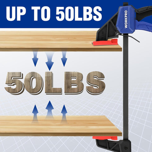 WORKPRO 6" Mini Bar Clamps for Woodworking, One-Handed Clamp/Spreader, Wood Clamps Set, Screw Change F Clamps with 50LBS Load Limit, 4 Pack...