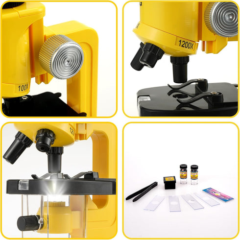Little World Science Kits for Kids Beginner Microscope Kit with LED 100X 400X and 1200X Magnification Kids Educational Toy Birthday Halloween...