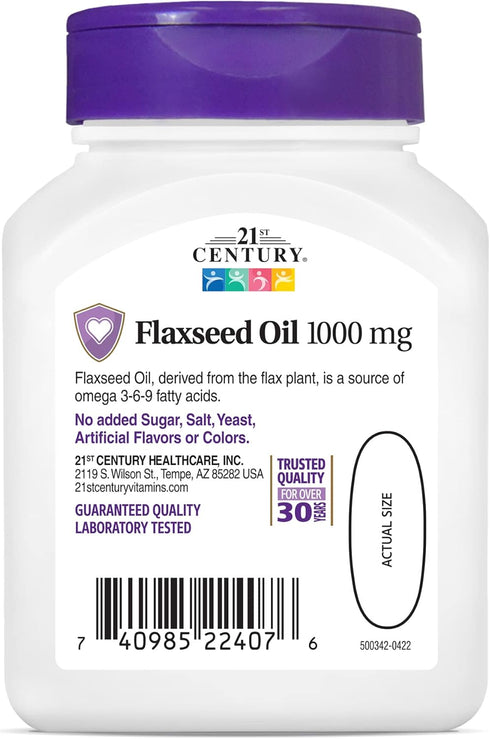 21st Century Flaxseed Oil 1000 mg Softgels, 60 Count (22407)...