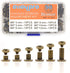 90 Sets Chicago Screws Assorted Kit 6 Sizes Bronze Leather Rivets 3/16(5mm) Screw Rivets Phillip Head Book Binding Posts Nail Rivet Chicago Bolts ...