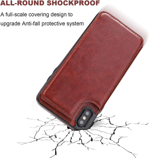 iPhone Xs Max Wallet Case with Card Holder,OT ONETOP Premium PU Leather Kickstand Card Slots Case,Double Magnetic Clasp and Durable Shockproof Cov...