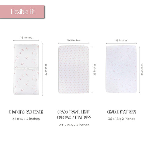 Changing Pad Cover - Cradle Sheet 100% Jersey Cotton 2 Pack for Baby Girl-Dusty Rose and Mauve Pink Stars...