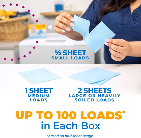 Arm & Hammer Power Sheets Laundry Detergent, Fresh Linen 50ct, up to 100 Small Loads (Packaging may vary)...