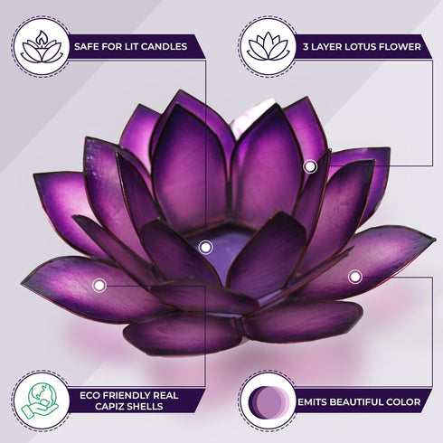 Capiz Shell Lotus Flower Decor Tealight Candle Holder for Serene Ambiance - Handmade Decorative Candle Holders for Meditation, Yoga, and Relaxatio...