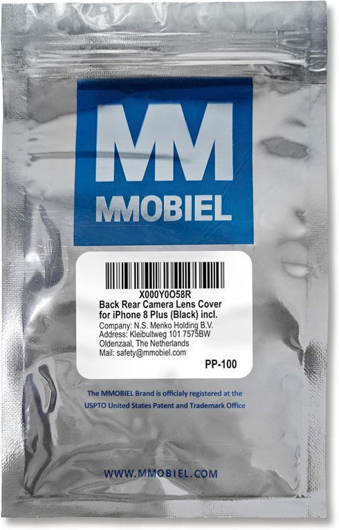 MMOBIEL Back Rear Camera Glass Lens Replacement Compatible with iPhone 8 Plus 2017 - Incl. Double Sided Adhesive, Tweezer and Cloth - Black...