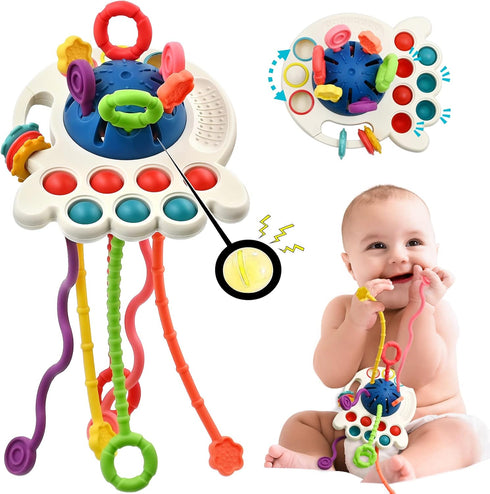 AiTuiTui Sensory Montessori Baby Toys 6 to 12 Months, Toddler Travel Toys for 1 2 Year Old Boy Girl Birthday Gifts, Soft Pull String Fidget Educat...