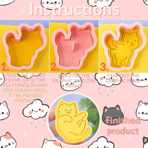 Crethinkaty Cat Cookie Cutters Set-8 Plastic Cookie Cutter Stamp- Cat Theme Fun Cookie Mold, Good for Making Cat Treats....