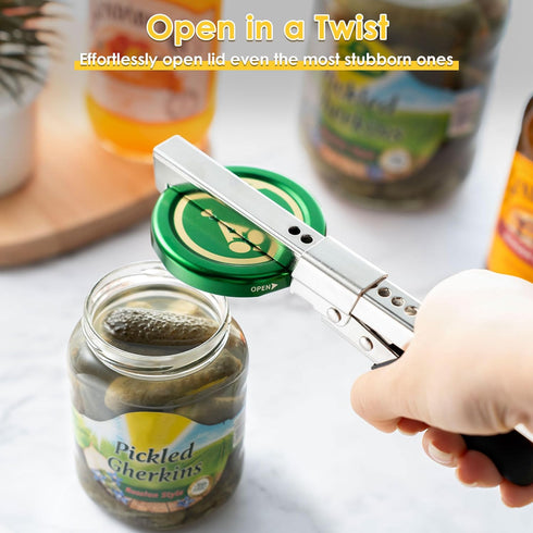 Dreyoo 2 Pack Adjustable Jar Can Opener, Multifunctional Stainless Steel Can Opener with Jar Gripper, Comfortable Grip Jar Lid Opener for Weak Han...