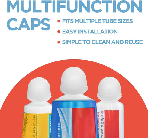 Chrome Cherry SqueezMe Self-Closing Toothpaste Caps, Silicone Lid for Kids & Adults, No Mess Toothpaste Dispenser, Self-Standing Easy Squeezer Cap...