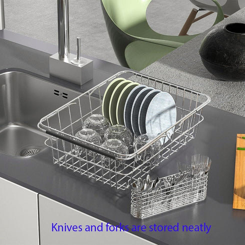 Cutlery Holder,Silverware Organizer and Drying Rack Stainless Steel Cutlery Rack with Hook Drying Rack,3 Compartments,Rust-Proof,No Drilling...