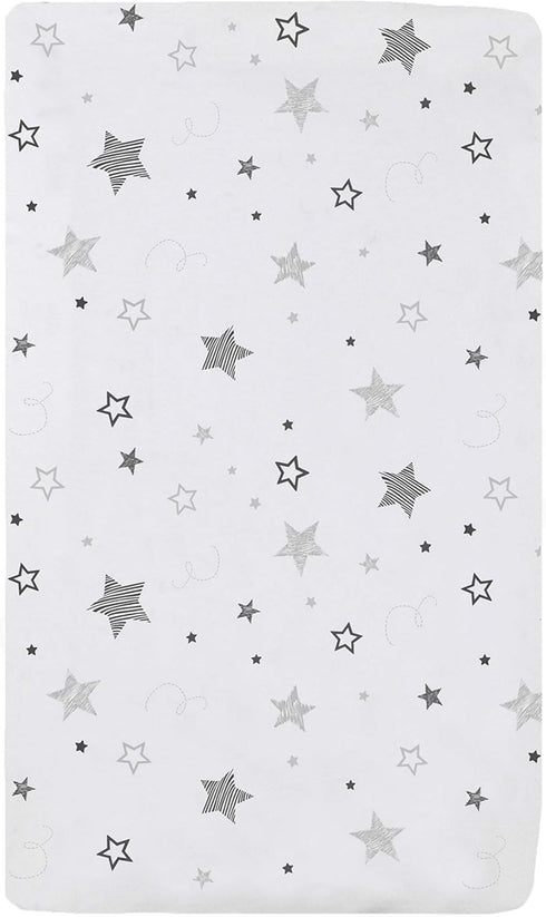 TL Care Printed 100% Cotton Knit Fitted 18" x 36" Cradle/Bassinet Sheet - Compatible with Mika Micky Bassinet, Super Stars, Soft Breathable, for B...