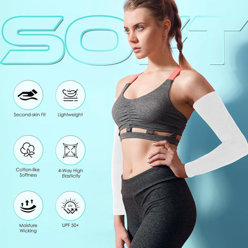 4 Pairs UV Sun Protection Arm Sleeves for Men Women, Compression Cooling Sun Sleeves - Sports - Workouts - Tattoo Cover...