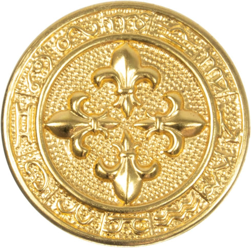 Mibo Buttons & Accessories Mibo 10pc Gold Metal Shank Button 36L(22mm) with Fleur De Lis Design Pattern - Gold, Antique Gold L, 7/8 Inch( 22mm) / ...